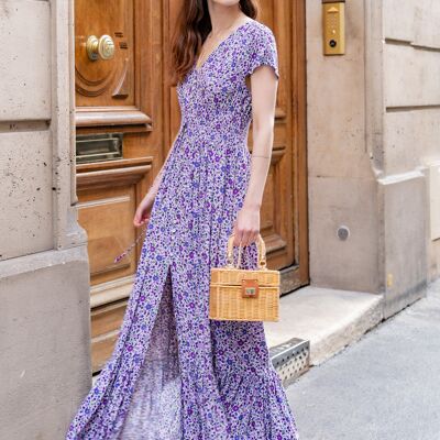 Long dress with bohemian print button front