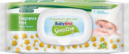 Babylino Sensitive Salviette Neonato senza profumazione, formula 98% Naturale che ripristina il PH della pelle, 54 Salviettine