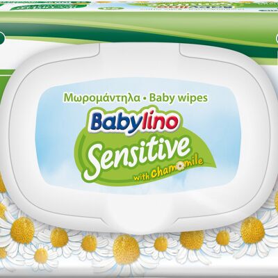 Babylino Sensitive Lingettes Nouveau-Né sans parfum, Formule 98% Naturelle qui restaure le PH de la peau, 54 Lingettes