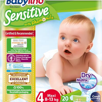 Babylino Sensitive Windeln Größe 4, Maxi (8-13kg), 20 Stück