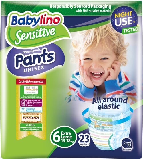 Babylino Sensitive Pannolini Mutandina Taglia 6, Pants Extra Large (13-18 Kg), 23 Unità