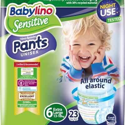 Babylino Sensitive Diapers Panties Size 6, Pants Extra Large (13-18 Kg), 23 Units
