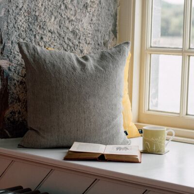 Striped Linen Cushion Cover With Dark Blue/Natural Stripes - Cushion Cover Only