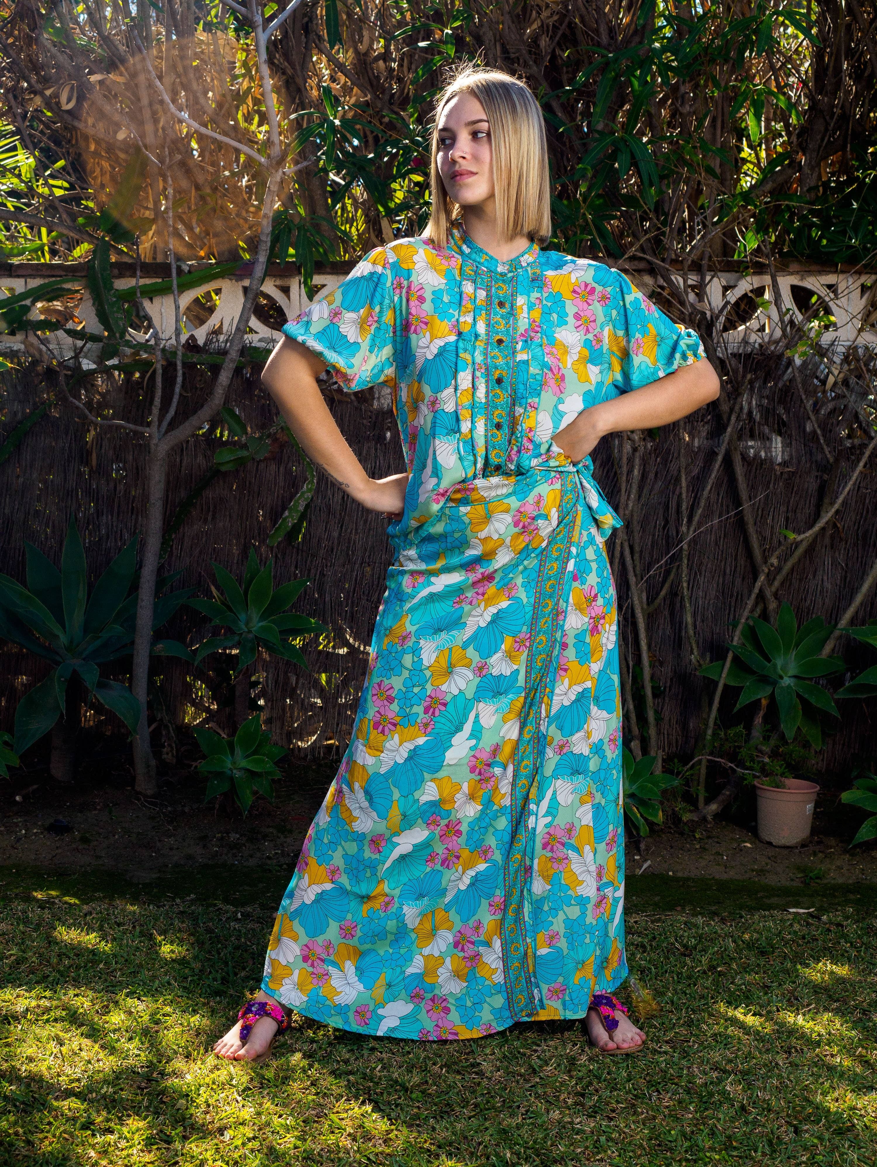 MORGANA Blusa con volant-Turchese