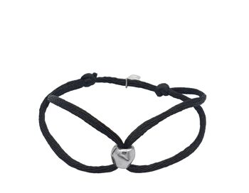 Bracelet porte-bonheur Perle noire/argent