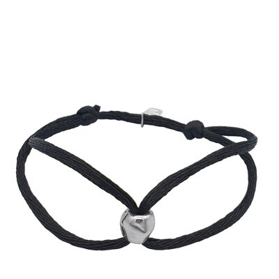 Bracelet porte-bonheur Perle noire/argent