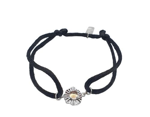 Geluksarmbandje Black/silver Flowerleaf