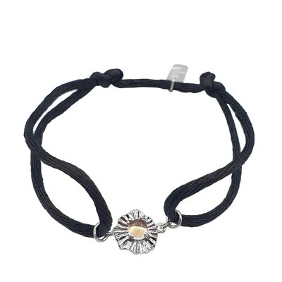 Bracelet porte-bonheur Noir/argent Flowerleaf
