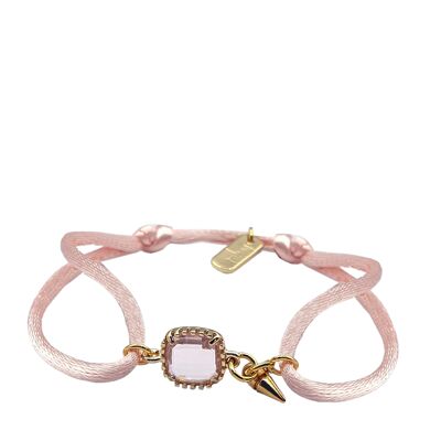 Bracciale portafortuna rosa/oro, Cristallo