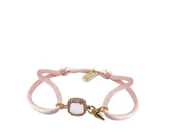 Bracelet porte-bonheur rose/or, Cristal