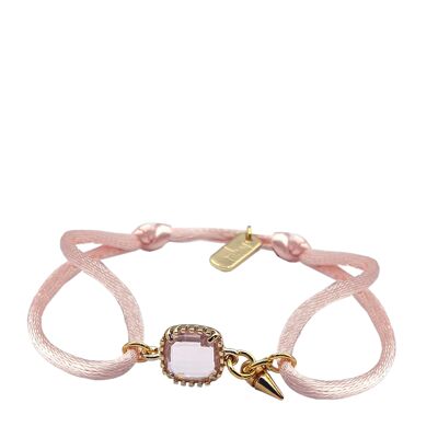 Bracelet porte-bonheur rose/or, Cristal