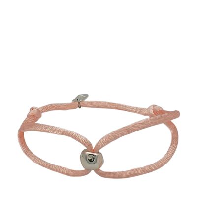 Pulsera de la suerte rosa/cuentas de plata