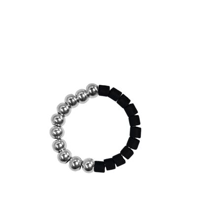 Bague JO noir/argent