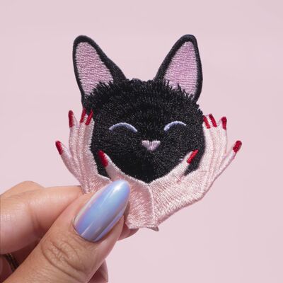 Cuddly cat iron-on patch
