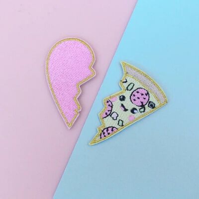 Pizza lover duo iron-on patch (2 pieces)