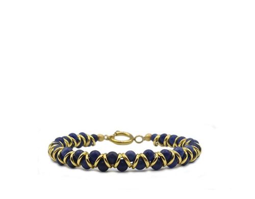 Damesarmband METAL & STONE 4mm, blue/gold