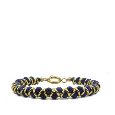 Women's bracelet METAL & STONE 4mm, blue/gold