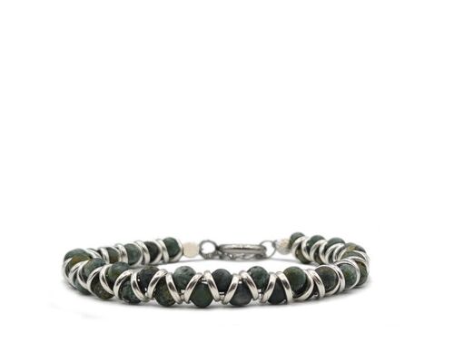 Damesarmband METAL & STONE 4mm, green/silver