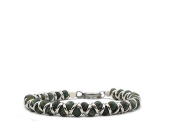 Bracelet femme METAL & STONE 4mm, vert/argent