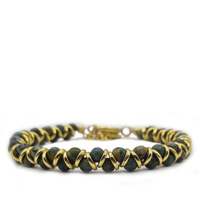 Women's bracelet METAL & STONE 4mm, green/gold