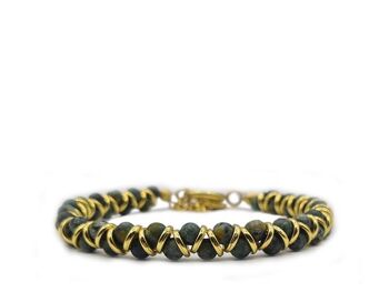 Bracelet femme METAL & STONE 4mm, vert/or