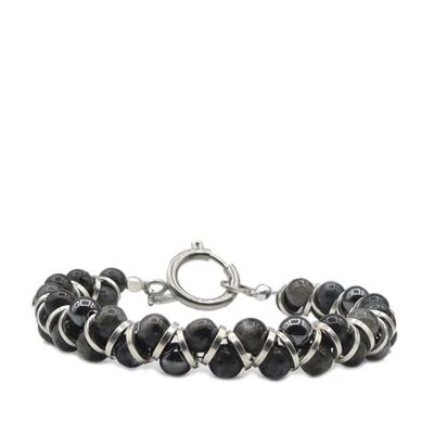 Pulsera mujer METAL & STONE 6mm negro/plata