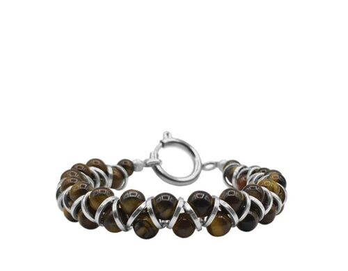 Damesarmband METAL & STONE 6mm, brown/gold