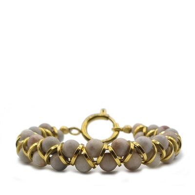 Bracelet femme METAL & STONE 6mm, vintage rose/doré