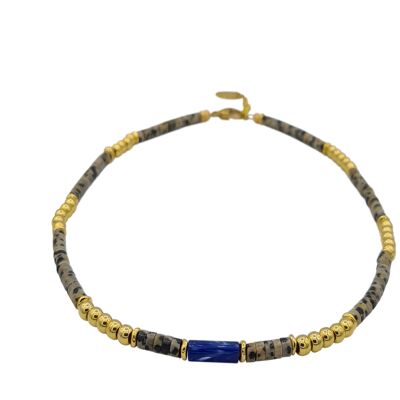 Necklace SACHA greige/blue