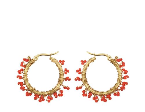 Oorringen TANJA gold/coral