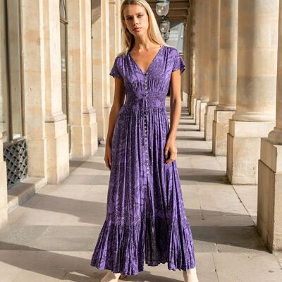 Robe longue à imprimé bohème boutonnée devant