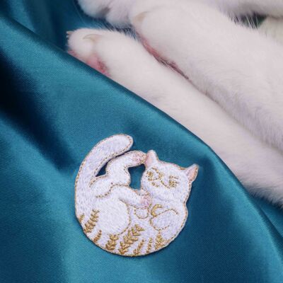 Fairy white cat iron-on patch