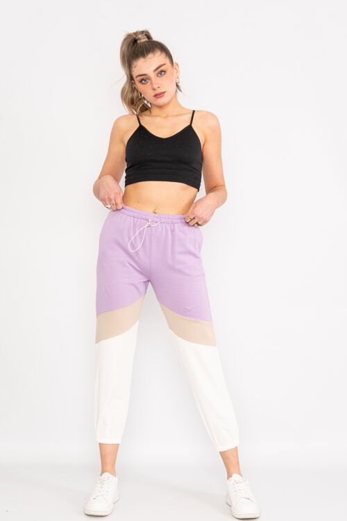 Lilac Drawstrings panelled loungewear bottom