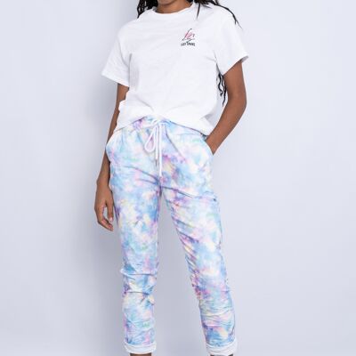 Blue colour burst print magic trousers