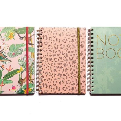 Notebook. Pack of 3 A5 spiral notebooks with design