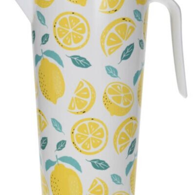 Jarra de melamina para líquidos de color blanca con limones