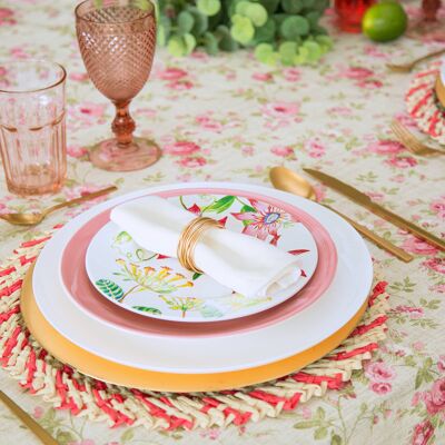 Vintage rose print tablecloth300cm