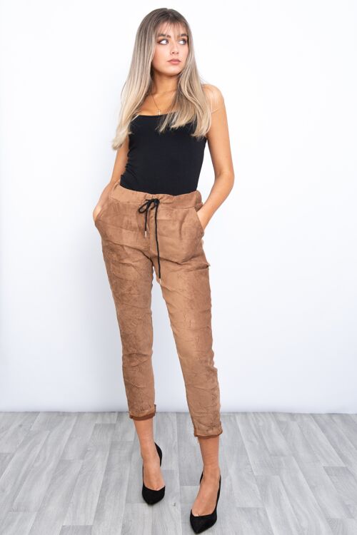 Brown faux suede magic trousers