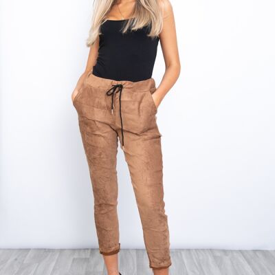 Brown faux suede magic trousers