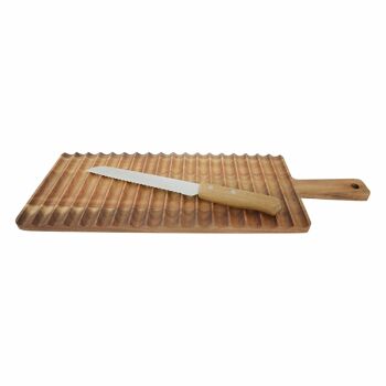 Set de planche à pain et couteau à pain en bois d'acacia 1