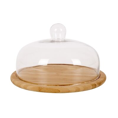 Bamboo cheese board with FSC glass cover ø 30cm
