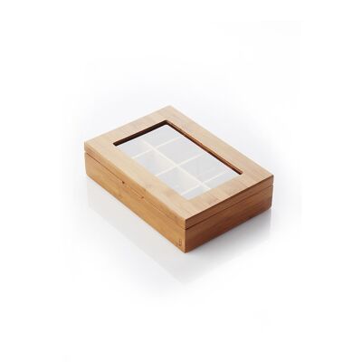 Bamboo tea box with 8 compartments FSC