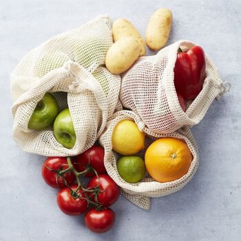Sac à fruits et légumes réutilisable en coton 27x32cm 2