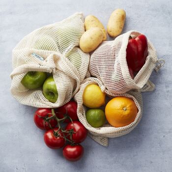 Sac à fruits et légumes réutilisable en coton 27x32cm 3