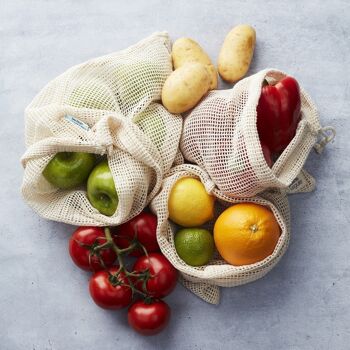 Sac à fruits et légumes réutilisable en coton 30x40cm 3