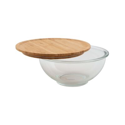 Glass bowl with bamboo lid 500ml