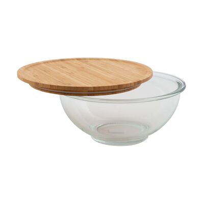 Glass bowl with bamboo lid 900ml
