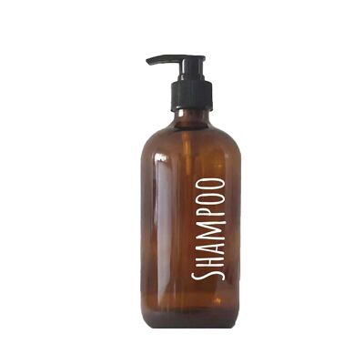 Boston glass bottle with pump amber Shampoo 500ml