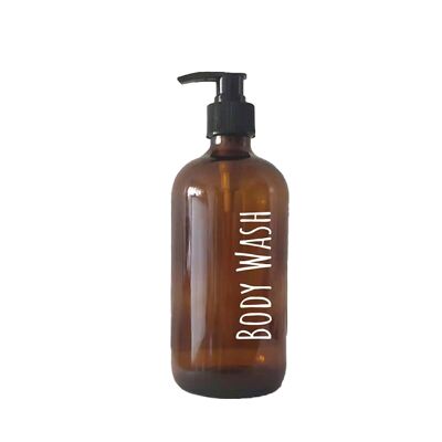 Boston glass bottle with pump amber Body Wash 500ml