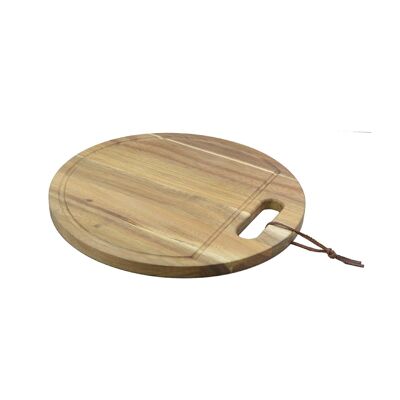 Round serving board with groove in acacia wood ø 30cm